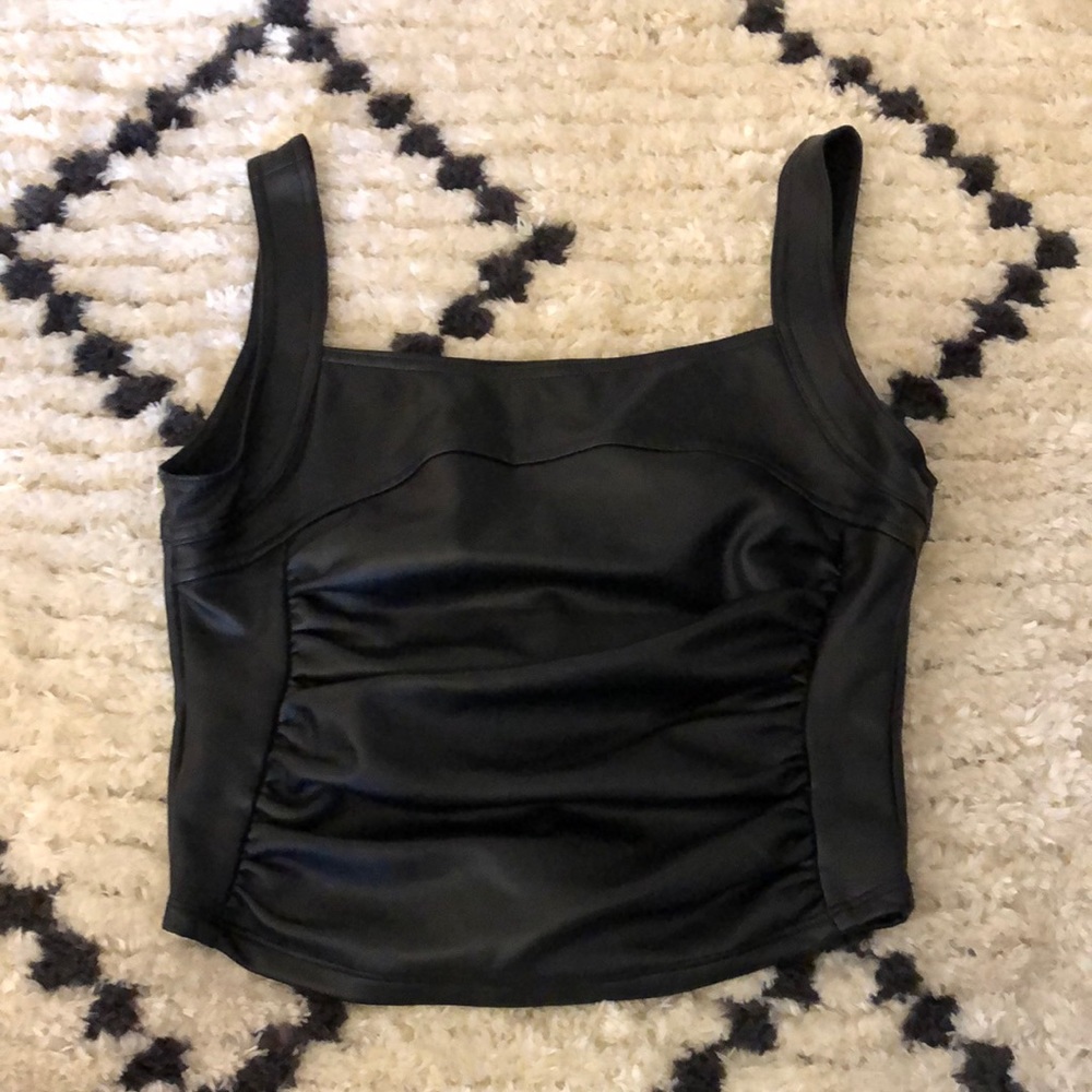 Black faux leather tank